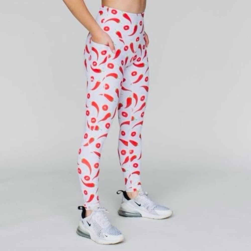 Feed Me Fight Me Red and White Leggings